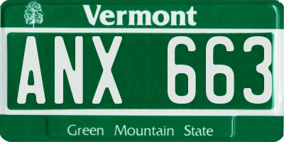 VT license plate ANX663