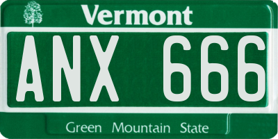 VT license plate ANX666
