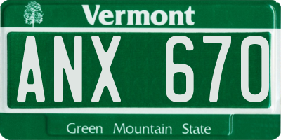 VT license plate ANX670