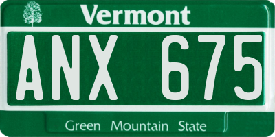 VT license plate ANX675