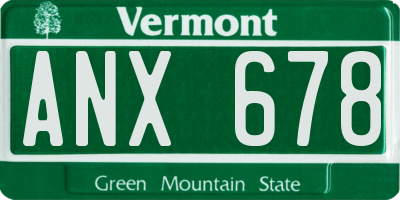 VT license plate ANX678