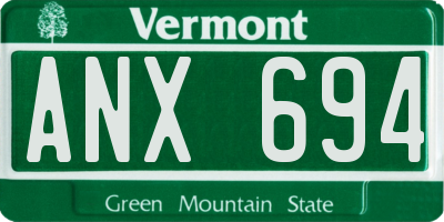 VT license plate ANX694
