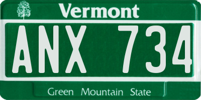 VT license plate ANX734