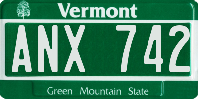 VT license plate ANX742
