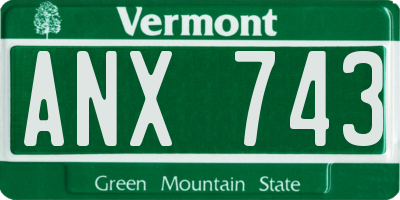 VT license plate ANX743