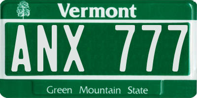 VT license plate ANX777