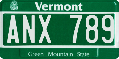 VT license plate ANX789