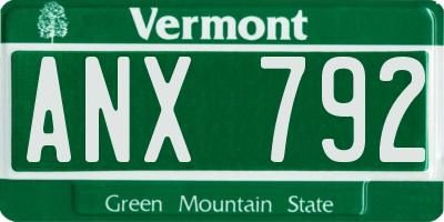 VT license plate ANX792