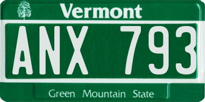 VT license plate ANX793