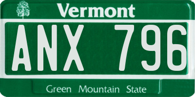 VT license plate ANX796