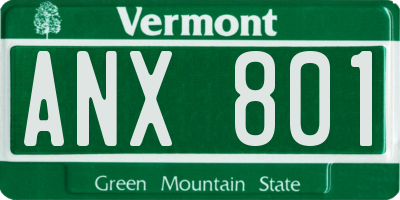 VT license plate ANX801
