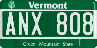 VT license plate ANX808