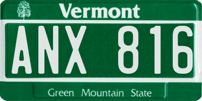 VT license plate ANX816