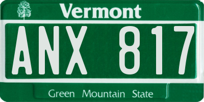 VT license plate ANX817