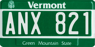 VT license plate ANX821