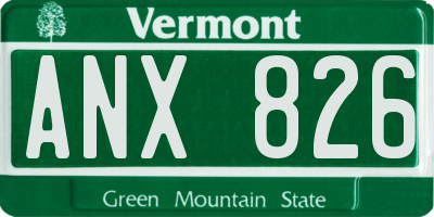 VT license plate ANX826