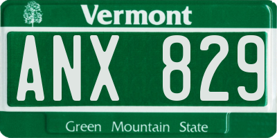 VT license plate ANX829