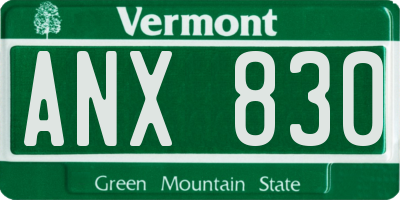 VT license plate ANX830
