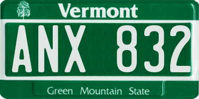 VT license plate ANX832