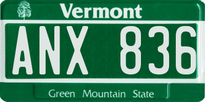VT license plate ANX836