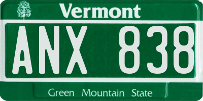 VT license plate ANX838