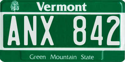 VT license plate ANX842