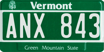 VT license plate ANX843