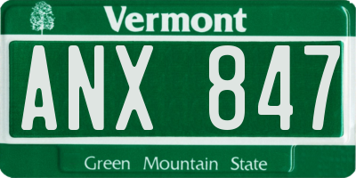 VT license plate ANX847