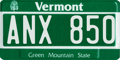 VT license plate ANX850