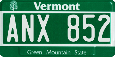 VT license plate ANX852