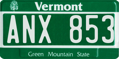 VT license plate ANX853