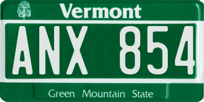 VT license plate ANX854
