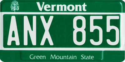 VT license plate ANX855