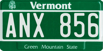 VT license plate ANX856