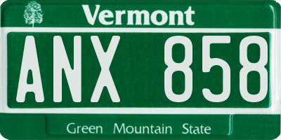 VT license plate ANX858