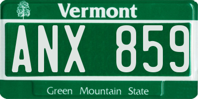 VT license plate ANX859