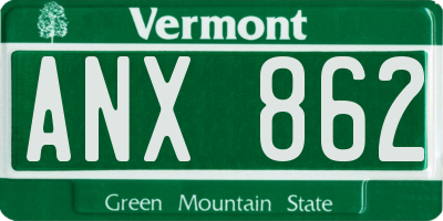 VT license plate ANX862