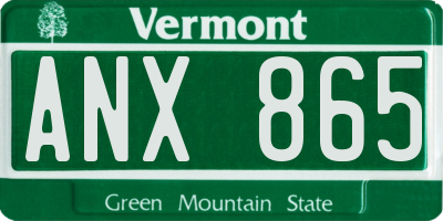 VT license plate ANX865