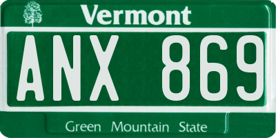 VT license plate ANX869