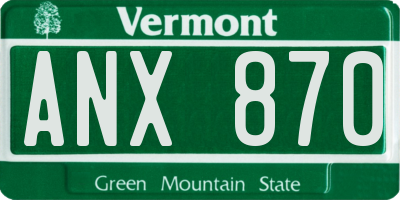 VT license plate ANX870