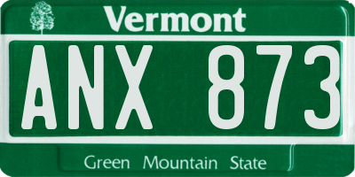VT license plate ANX873