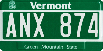 VT license plate ANX874