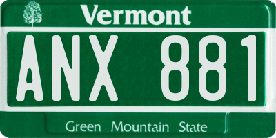 VT license plate ANX881