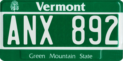 VT license plate ANX892