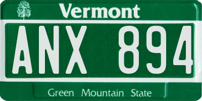 VT license plate ANX894