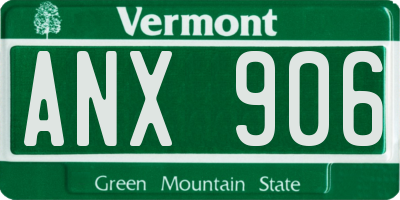 VT license plate ANX906
