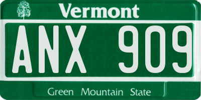 VT license plate ANX909