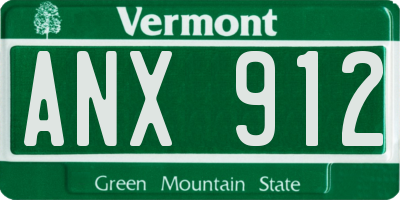 VT license plate ANX912