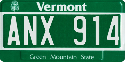 VT license plate ANX914