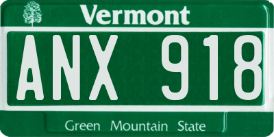 VT license plate ANX918